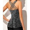 imageYonique Plus Size Tankini Tops for Women No Bottom Flowy Bathing Suit Top V Neck Swim TopBlack  White Dot