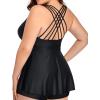 imageYonique Plus Size Tankini Tops for Women No Bottom Flowy Bathing Suit Top V Neck Swim TopBlack