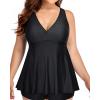 imageYonique Plus Size Tankini Tops for Women No Bottom Flowy Bathing Suit Top V Neck Swim TopBlack