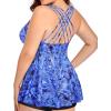 imageYonique Plus Size Tankini Tops for Women No Bottom Flowy Bathing Suit Top V Neck Swim TopBlue Paisley 01