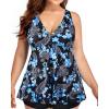 imageYonique Plus Size Tankini Tops for Women No Bottom Flowy Bathing Suit Top V Neck Swim TopBlue Paisley