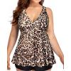 imageYonique Plus Size Tankini Tops for Women No Bottom Flowy Bathing Suit Top V Neck Swim TopLeopard