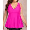 imageYonique Plus Size Tankini Tops for Women No Bottom Flowy Bathing Suit Top V Neck Swim TopPink