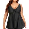 imageYonique Plus Size Tankini Tops for Women Only Flowy Bathing Suits Tops Long Swim Tops Modest Swimsuit TopBlack