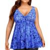 imageYonique Plus Size Tankini Tops for Women Only Flowy Bathing Suits Tops Long Swim Tops Modest Swimsuit TopBlue Paisley
