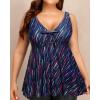 imageYonique Plus Size Tankini Tops for Women Only Flowy Bathing Suits Tops Long Swim Tops Modest Swimsuit TopBlue Stripe