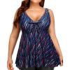 imageYonique Plus Size Tankini Tops for Women Only Flowy Bathing Suits Tops Long Swim Tops Modest Swimsuit TopBlue Stripe