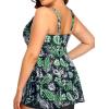 imageYonique Plus Size Tankini Tops for Women Only Flowy Bathing Suits Tops Long Swim Tops Modest Swimsuit TopGreen Paisley