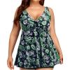 imageYonique Plus Size Tankini Tops for Women Only Flowy Bathing Suits Tops Long Swim Tops Modest Swimsuit TopGreen Paisley