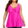 imageYonique Plus Size Tankini Tops for Women Only Flowy Bathing Suits Tops Long Swim Tops Modest Swimsuit TopHot Pink