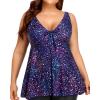 imageYonique Plus Size Tankini Tops for Women Only Flowy Bathing Suits Tops Long Swim Tops Modest Swimsuit TopStar Whole Sky