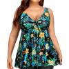 imageYonique Plus Size Tankini Tops for Women Only Flowy Bathing Suits Tops Long Swim Tops Modest Swimsuit TopTropical Leaf