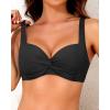 imageYonique Women Underwire Bikini Top  Push Up Bathing Suit Top Padded Bra Swimsuit TopBlack