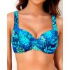 imageYonique Women Underwire Bikini Top  Push Up Bathing Suit Top Padded Bra Swimsuit TopBlue Leaves
