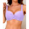 imageYonique Women Underwire Bikini Top  Push Up Bathing Suit Top Padded Bra Swimsuit TopLavender