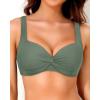 imageYonique Women Underwire Bikini Top  Push Up Bathing Suit Top Padded Bra Swimsuit TopOlive Green