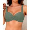 imageYonique Women Underwire Bikini Top  Push Up Bathing Suit Top Padded Bra Swimsuit TopOlive Green