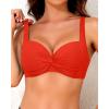 imageYonique Women Underwire Bikini Top  Push Up Bathing Suit Top Padded Bra Swimsuit TopRed