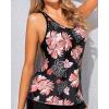 imageYonique Womens Tankini Top Only Athletic Swim Top Modest Tankini Swimsuit No BottomBlack and Flower