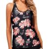 imageYonique Womens Tankini Top Only Athletic Swim Top Modest Tankini Swimsuit No BottomBlack and Flower