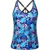imageYonique Womens Tankini Top Only Athletic Swim Top Modest Tankini Swimsuit No BottomBlue Leaf