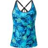imageYonique Womens Tankini Top Only Athletic Swim Top Modest Tankini Swimsuit No BottomBlue Leaves
