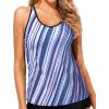 imageYonique Womens Tankini Top Only Athletic Swim Top Modest Tankini Swimsuit No BottomBlue Stripe