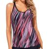 imageYonique Womens Tankini Top Only Athletic Swim Top Modest Tankini Swimsuit No BottomPink Stripe