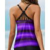 imageYonique Womens Tankini Top Only Athletic Swim Top Modest Tankini Swimsuit No BottomPurple Stripe