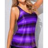 imageYonique Womens Tankini Top Only Athletic Swim Top Modest Tankini Swimsuit No BottomPurple Stripe