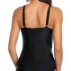 imageYonique Womens Tankini Top Only Tummy Control Bathing Suit Top Ruffle Swimsuit Top V Neck Swim Tank Top No BottomBlack