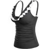 imageYonique Womens Tankini Top Only Tummy Control Bathing Suit Top Ruffle Swimsuit Top V Neck Swim Tank Top No BottomBlack and White