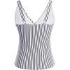 imageYonique Womens Tankini Top Only Tummy Control Bathing Suit Top Ruffle Swimsuit Top V Neck Swim Tank Top No BottomBlack and White Stripes