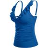 imageYonique Womens Tankini Top Only Tummy Control Bathing Suit Top Ruffle Swimsuit Top V Neck Swim Tank Top No BottomBlue