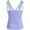 imageYonique Womens Tankini Top Only Tummy Control Bathing Suit Top Ruffle Swimsuit Top V Neck Swim Tank Top No BottomBlue Stripe