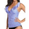 imageYonique Womens Tankini Top Only Tummy Control Bathing Suit Top Ruffle Swimsuit Top V Neck Swim Tank Top No BottomBlue Stripe