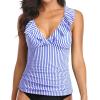 imageYonique Womens Tankini Top Only Tummy Control Bathing Suit Top Ruffle Swimsuit Top V Neck Swim Tank Top No BottomBlue Stripe