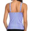 imageYonique Womens Tankini Top Only Tummy Control Bathing Suit Top Ruffle Swimsuit Top V Neck Swim Tank Top No BottomBlue Stripe