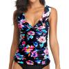 imageYonique Womens Tankini Top Only Tummy Control Bathing Suit Top Ruffle Swimsuit Top V Neck Swim Tank Top No BottomColorful Floral