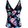 imageYonique Womens Tankini Top Only Tummy Control Bathing Suit Top Ruffle Swimsuit Top V Neck Swim Tank Top No BottomColorful Floral