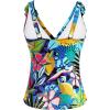 imageYonique Womens Tankini Top Only Tummy Control Bathing Suit Top Ruffle Swimsuit Top V Neck Swim Tank Top No BottomColourful Flowers