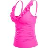 imageYonique Womens Tankini Top Only Tummy Control Bathing Suit Top Ruffle Swimsuit Top V Neck Swim Tank Top No BottomHot Pink