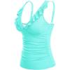 imageYonique Womens Tankini Top Only Tummy Control Bathing Suit Top Ruffle Swimsuit Top V Neck Swim Tank Top No BottomLake Blue