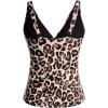 imageYonique Womens Tankini Top Only Tummy Control Bathing Suit Top Ruffle Swimsuit Top V Neck Swim Tank Top No BottomLeopard