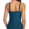 imageYonique Womens Tankini Top Only Tummy Control Bathing Suit Top Ruffle Swimsuit Top V Neck Swim Tank Top No BottomMalachite Green