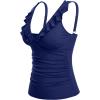 imageYonique Womens Tankini Top Only Tummy Control Bathing Suit Top Ruffle Swimsuit Top V Neck Swim Tank Top No BottomNavy Blue