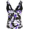 imageYonique Womens Tankini Top Only Tummy Control Bathing Suit Top Ruffle Swimsuit Top V Neck Swim Tank Top No BottomPurple Flowers