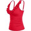 imageYonique Womens Tankini Top Only Tummy Control Bathing Suit Top Ruffle Swimsuit Top V Neck Swim Tank Top No BottomRed