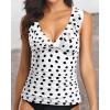 imageYonique Womens Tankini Top Only Tummy Control Bathing Suit Top Ruffle Swimsuit Top V Neck Swim Tank Top No BottomWhite Dot