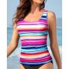imageYonique Womens Tankini Top Only Tummy Control Bathing Suits Top Modest Swim Tank TopsColorful Striped